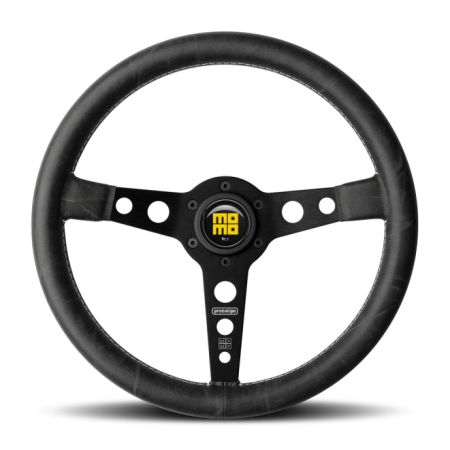 Momo Prototip Heritage Steering Wheel 350 mm – Black Leather/White Stitch/Black Spokes