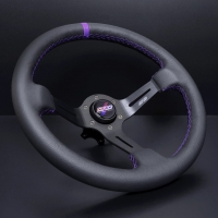 DND Performance 350MM Leather Race Wheel – Purple Stitch