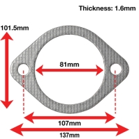 Apexi Muffler Accessories – – Oval Muffler Gasket, 2-Bolt (Infiniti, Nissan) – P-107mm D-81mm