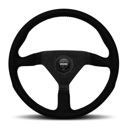 Momo Montecarlo Alcantara Steering Wheel 350 mm – Black/Black Stitch/Black Spokes