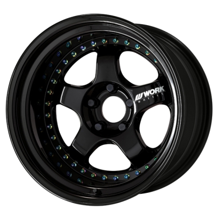 Work Meister S1-3P 17×9 +36 5×114.3, Glossy Black Spokes, Shiny Black Barrel, Black Bolts