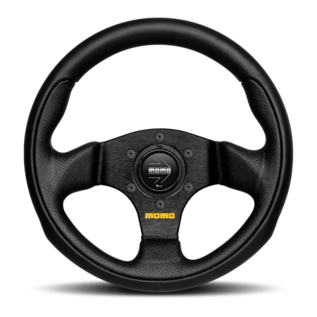 Momo Team Steering Wheel 280 mm – 4 Black Leather/Black Spokes