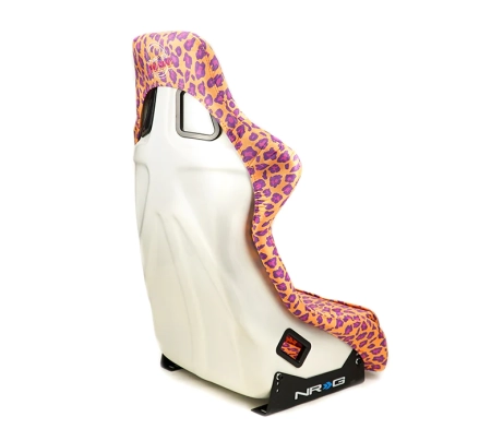 NRG FRP Bucket Seat PRISMA – SAVAGE Edition w/ White Pearlized Back Wild Thronberry Leopard Print – Large