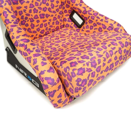 NRG FRP Bucket Seat PRISMA – SAVAGE Edition w/ White Pearlized Back Wild Thronberry Leopard Print – Large